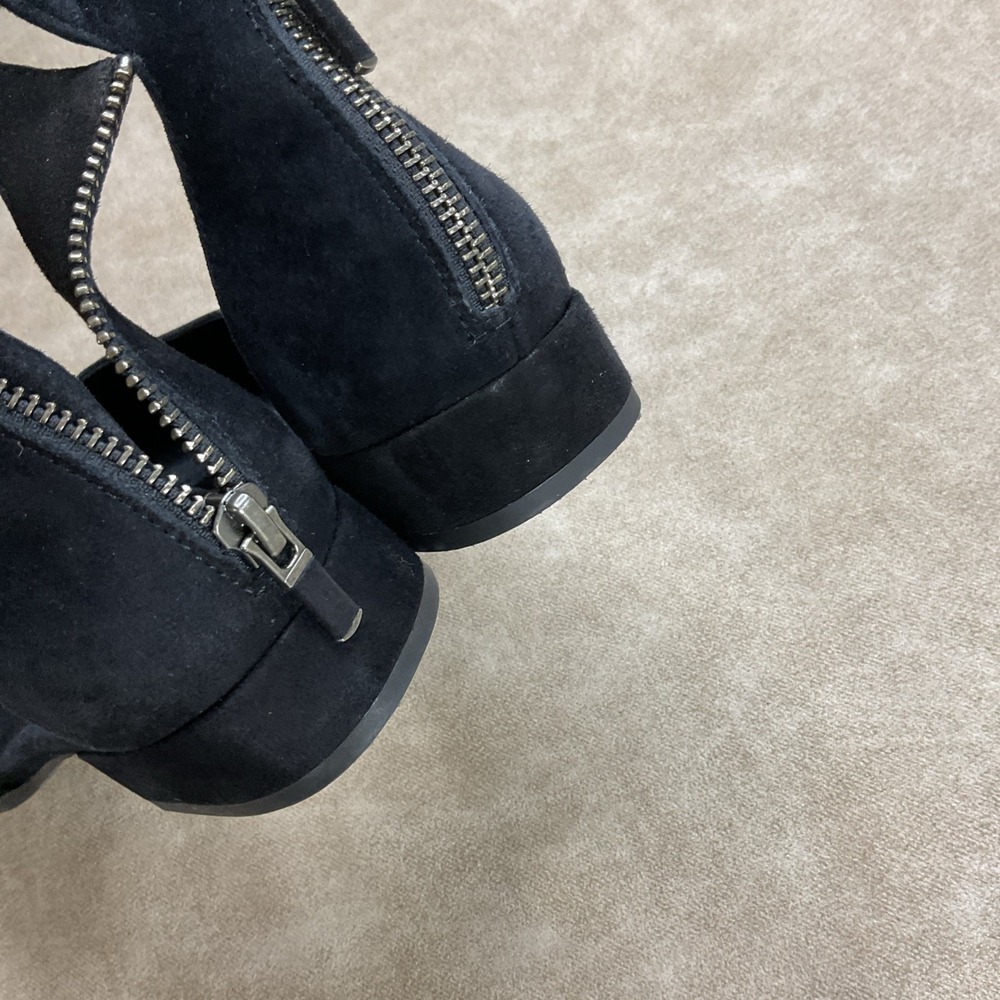 Eileen Fisher Heels 7.5 Sandals Ankle Strap Block Black Suede Vero Cuoio Career - Picture 7 of 13